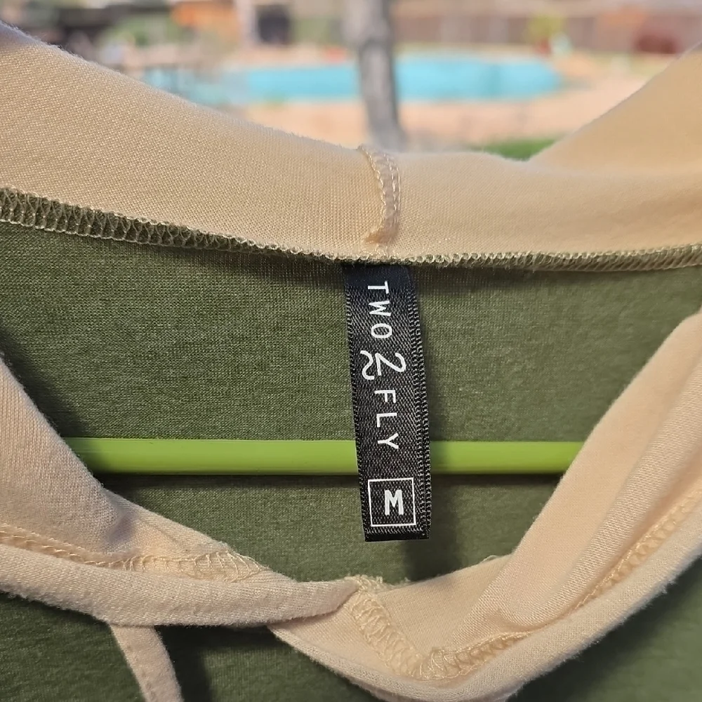 Two 2 Fly Olive Green Embroidered Aztec Pattern Hoodie With Pockets - Picture 10 of 10